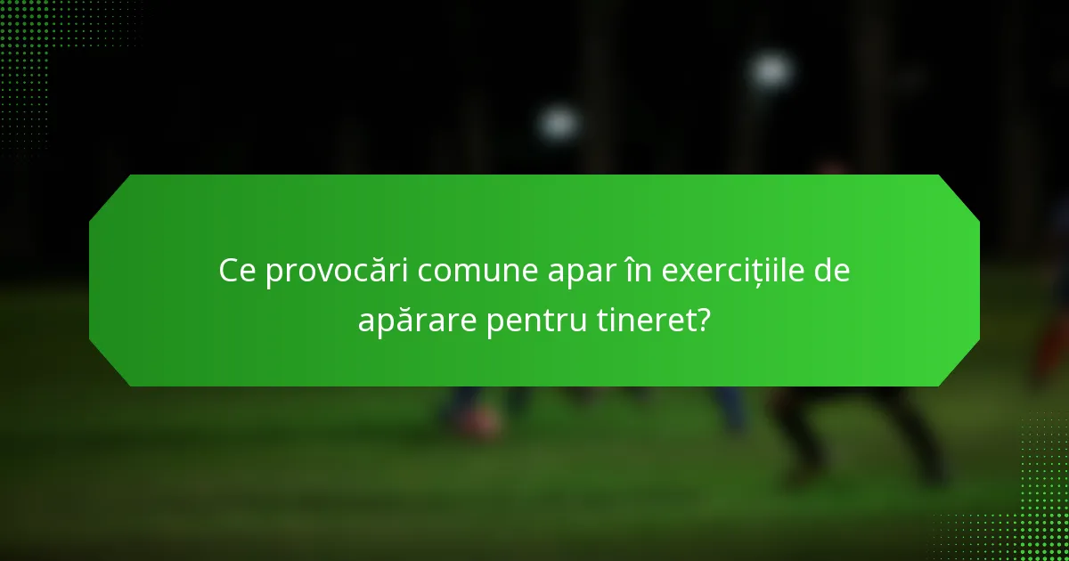 Ce provocări comune apar în exercițiile de apărare pentru tineret?