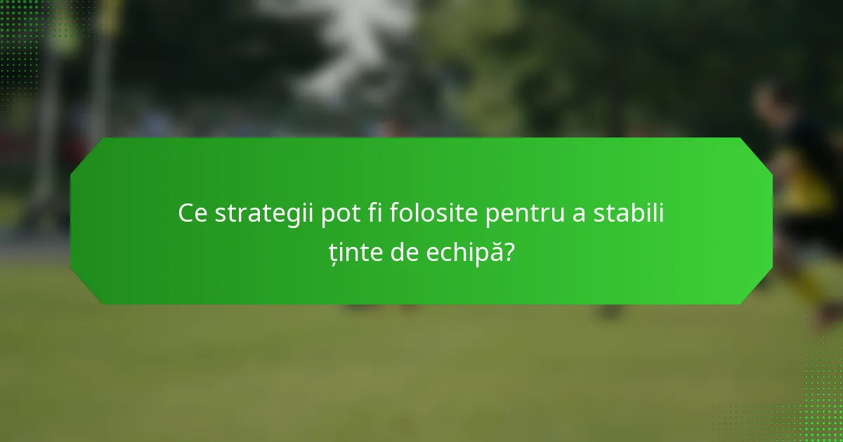 Ce strategii pot fi folosite pentru a stabili ținte de echipă?