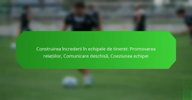 Construirea încrederii în echipele de tineret: Promovarea relațiilor, Comunicare deschisă, Coeziunea echipei